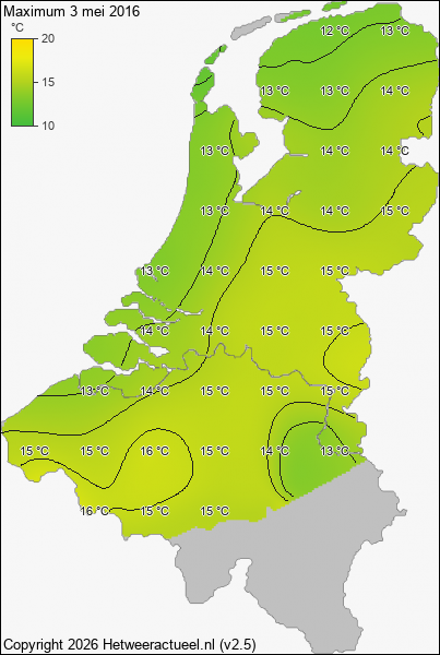 Maximum temperatuur 3 mei 2016