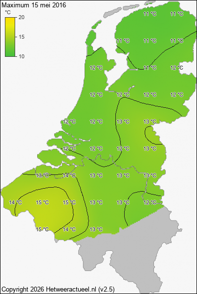 Maximum temperatuur 15 mei 2016