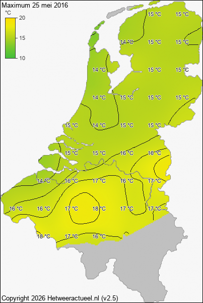 Maximum temperatuur 25 mei 2016