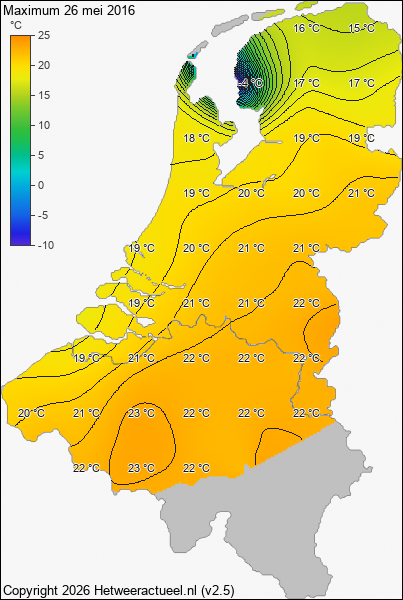 Maximum temperatuur 26 mei 2016