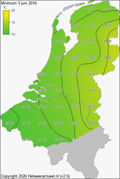 Minimum temperatuur 3 juni 2016