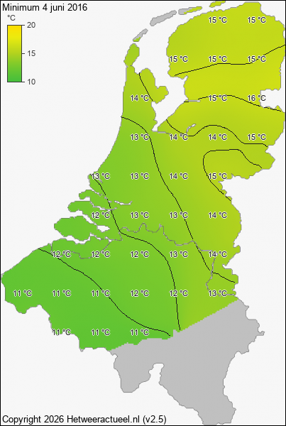 Minimum temperatuur 4 juni 2016