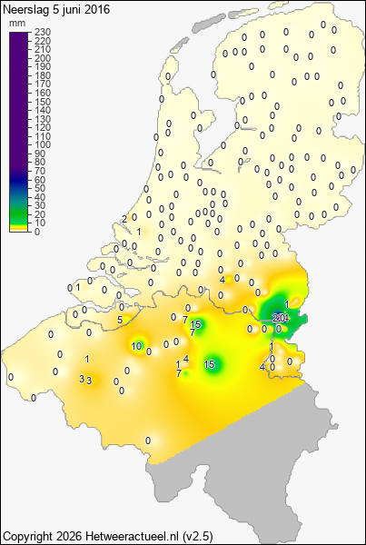 Neerslag 5 juni 2016