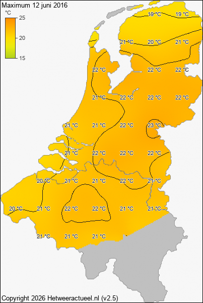 Maximum temperatuur 12 juni 2016