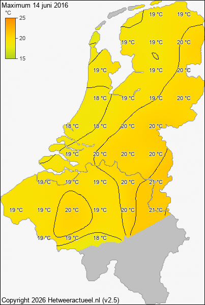Maximum temperatuur 14 juni 2016