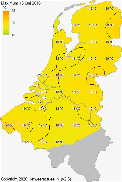 Maximum temperatuur 15 juni 2016