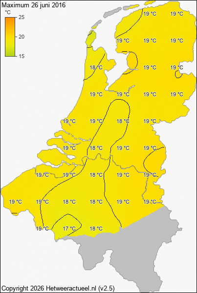 Maximum temperatuur 26 juni 2016
