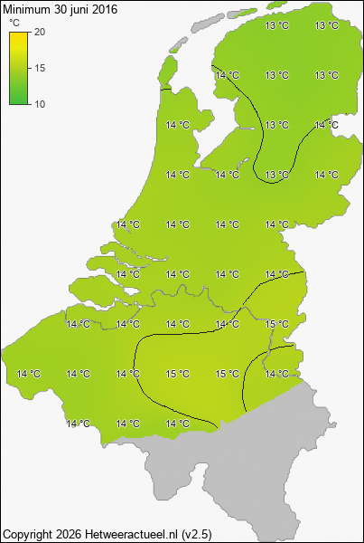 Minimum temperatuur 30 juni 2016