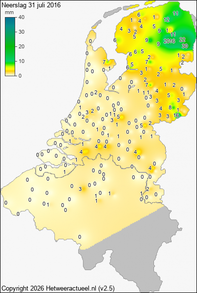 Neerslag 31 juli 2016