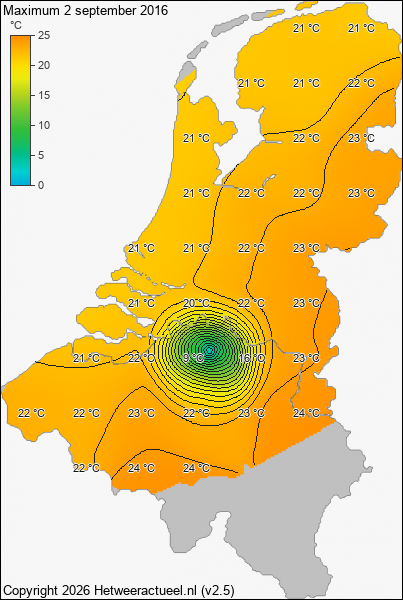 Maximum temperatuur 2 september 2016