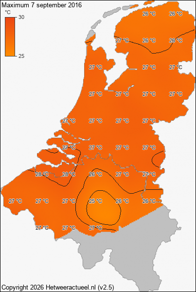 Maximum temperatuur 7 september 2016