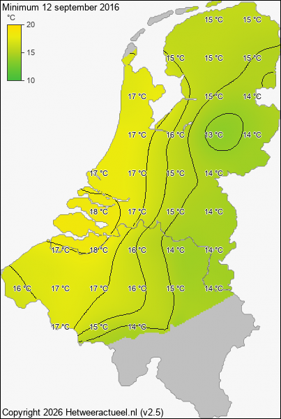 Minimum temperatuur 12 september 2016