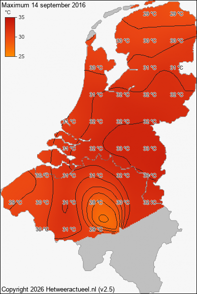 Maximum temperatuur 14 september 2016