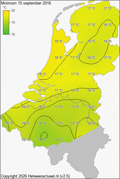 Minimum temperatuur 15 september 2016