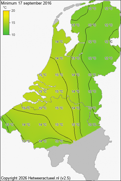 Minimum temperatuur 17 september 2016