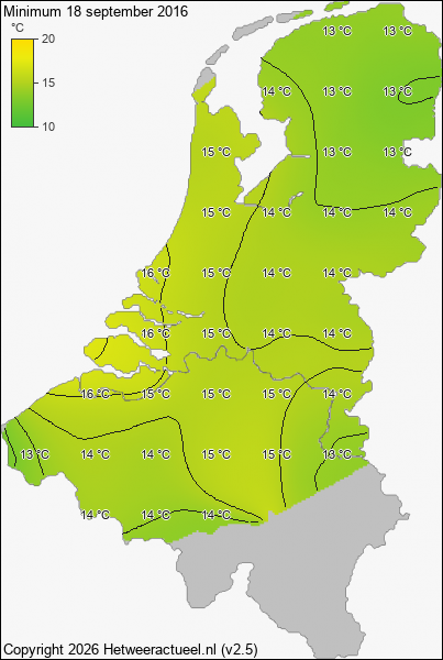 Minimum temperatuur 18 september 2016