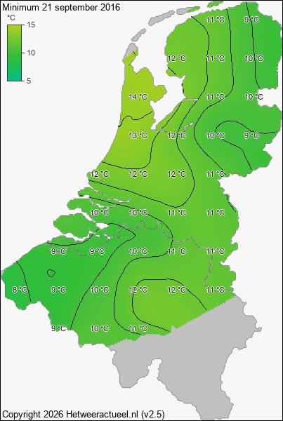 Minimum temperatuur 21 september 2016