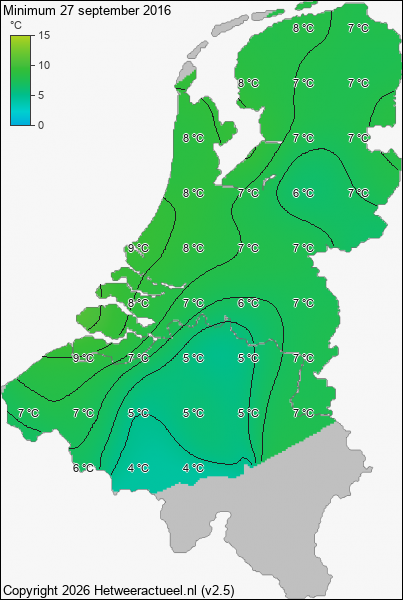 Minimum temperatuur 27 september 2016