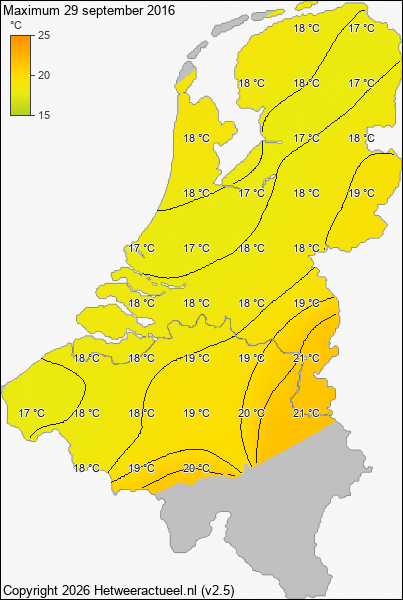 Maximum temperatuur 29 september 2016