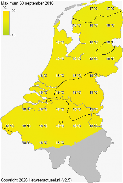 Maximum temperatuur 30 september 2016