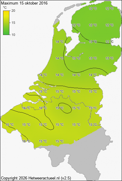 Maximum temperatuur 15 oktober 2016