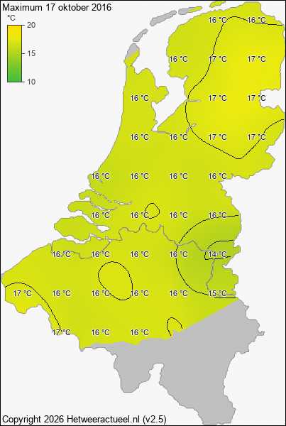 Maximum temperatuur 17 oktober 2016
