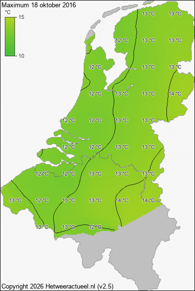 Maximum temperatuur 18 oktober 2016