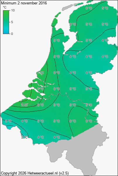 Minimum temperatuur 2 november 2016