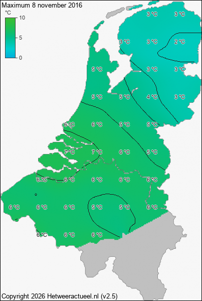 Maximum temperatuur 8 november 2016