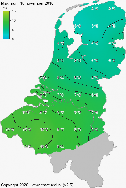 Maximum temperatuur 10 november 2016