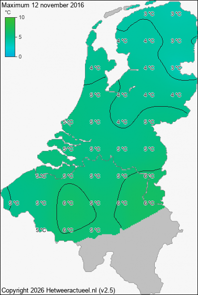 Maximum temperatuur 12 november 2016