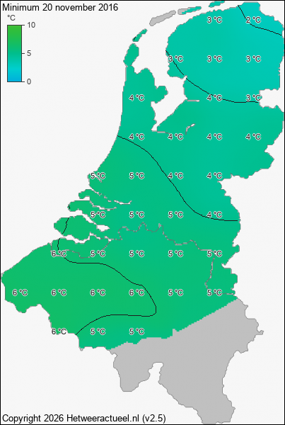 Minimum temperatuur 20 november 2016