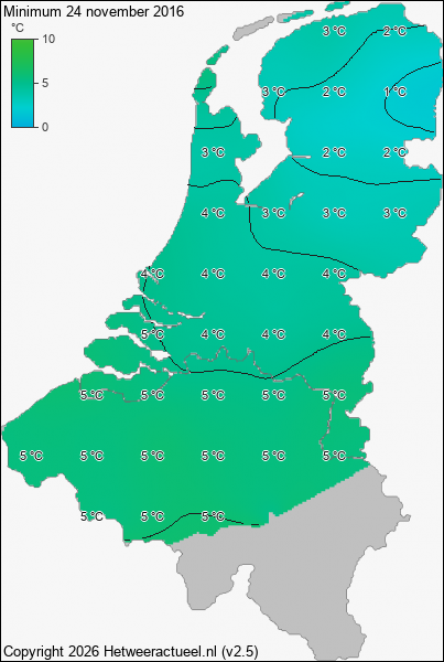 Minimum temperatuur 24 november 2016