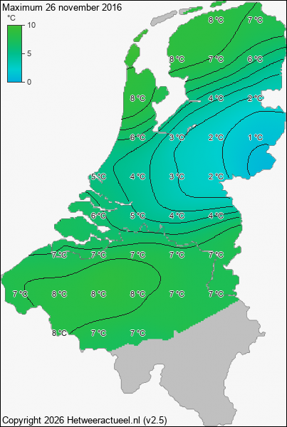Maximum temperatuur 26 november 2016