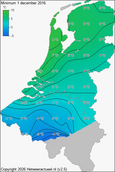 Minimum temperatuur 1 december 2016