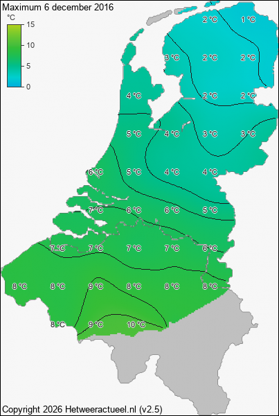 Maximum temperatuur 6 december 2016