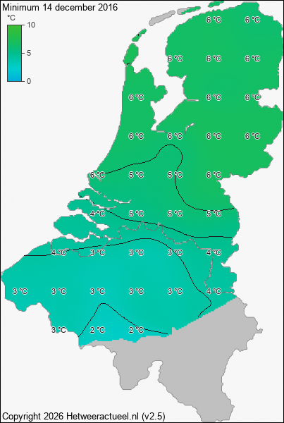 Minimum temperatuur 14 december 2016