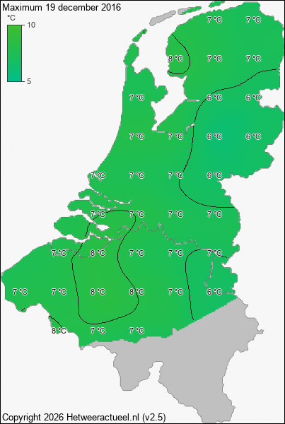 Maximum temperatuur 19 december 2016