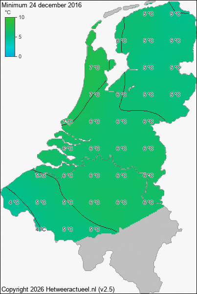 Minimum temperatuur 24 december 2016