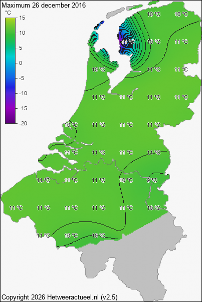 Maximum temperatuur 26 december 2016