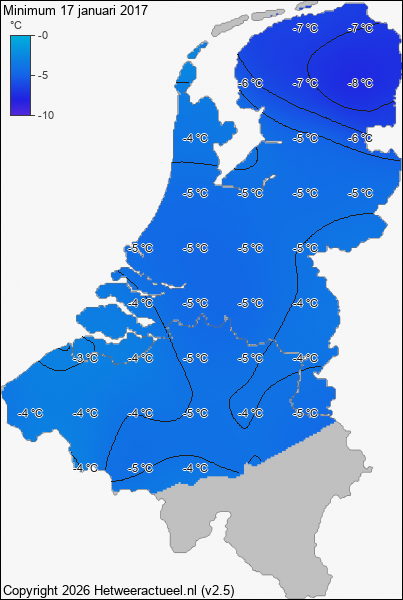 Minimum temperatuur 17 januari 2017