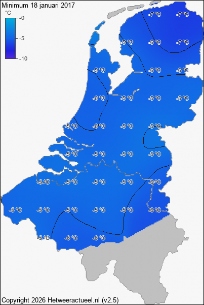 Minimum temperatuur 18 januari 2017