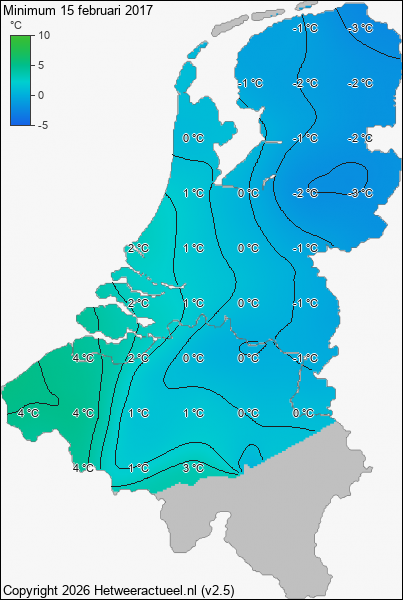 Minimum temperatuur 15 februari 2017