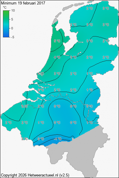 Minimum temperatuur 19 februari 2017