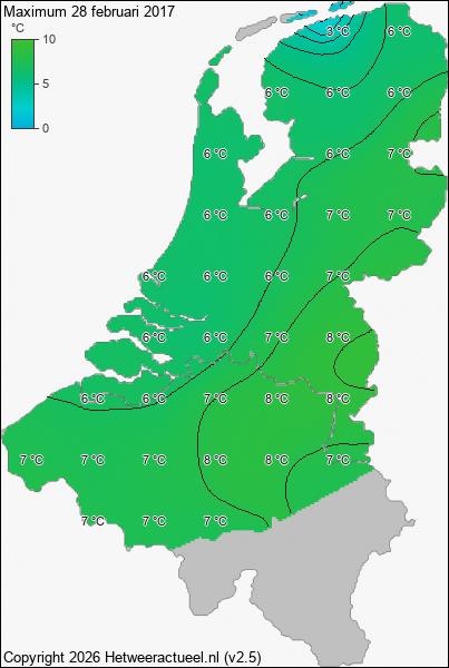 Maximum temperatuur 28 februari 2017