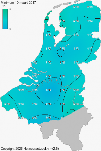 Minimum temperatuur 10 maart 2017