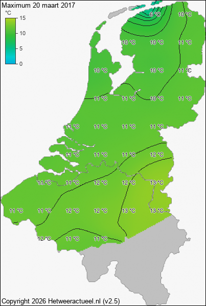 Maximum temperatuur 20 maart 2017