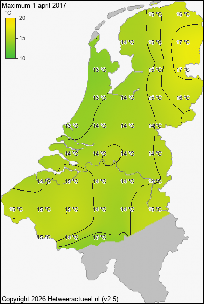 Maximum temperatuur 1 april 2017