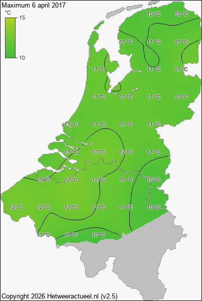 Maximum temperatuur 6 april 2017