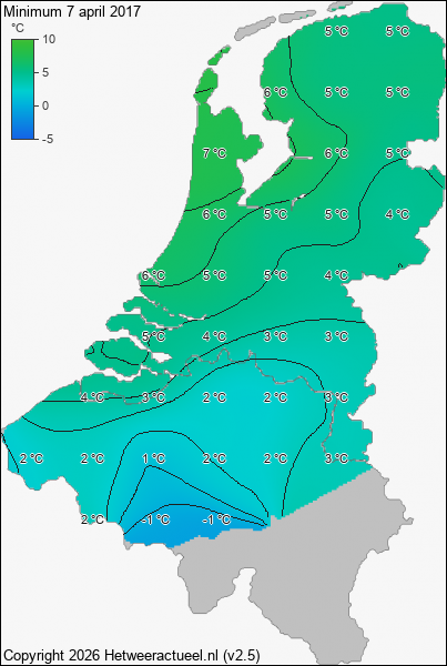 Minimum temperatuur 7 april 2017